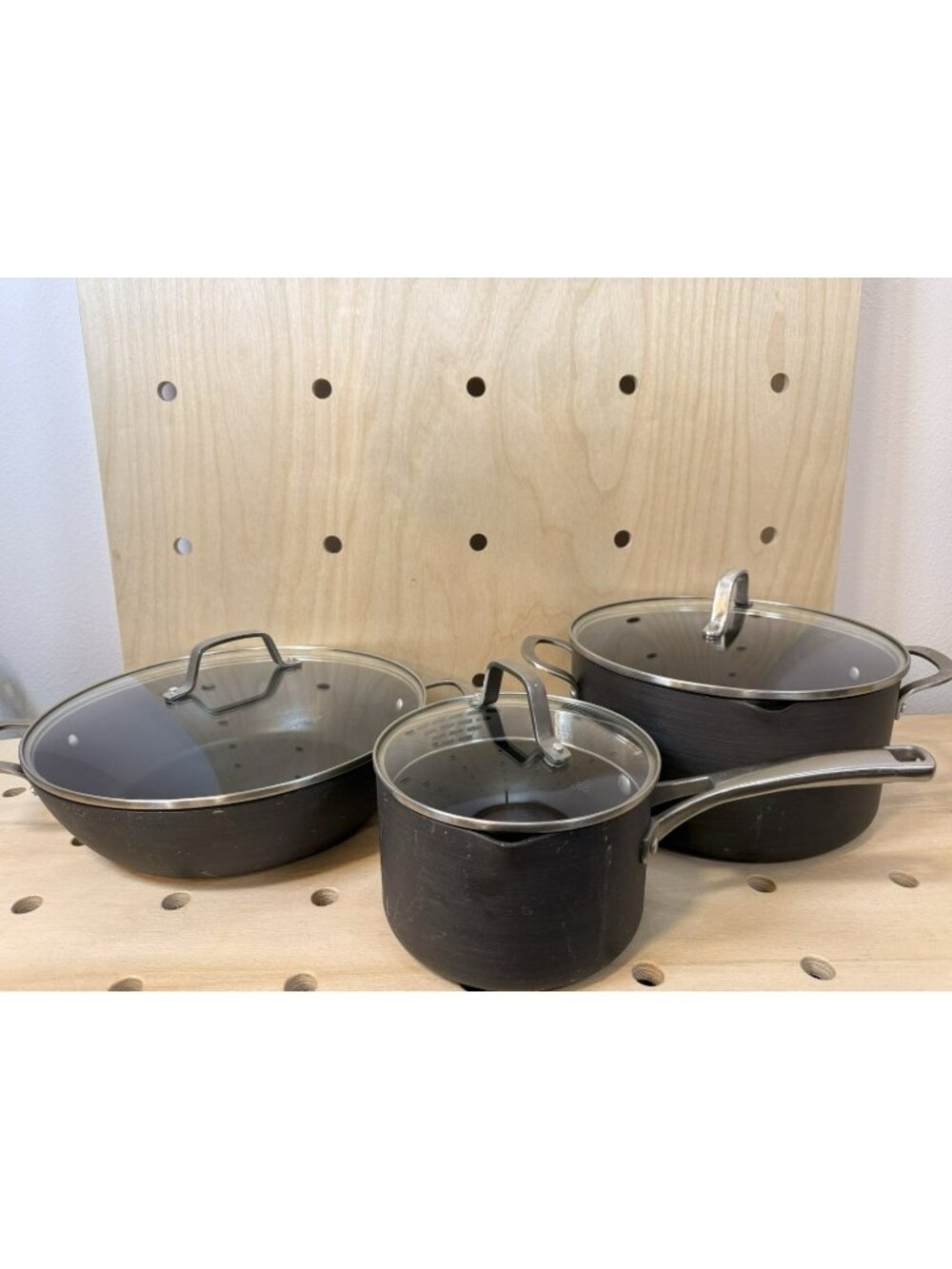 Calphalon Commercial Grade Cookware 6 Piece Assorted Sizes Pans With Lids